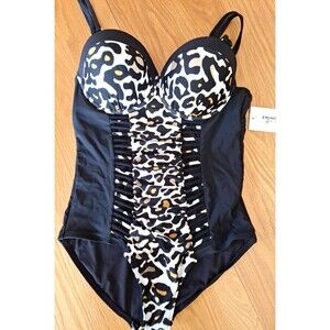 NWT Womens Sexy Animal Print Swimsuits For All 1 Pc Sz 12 Underwire Bathing Suit